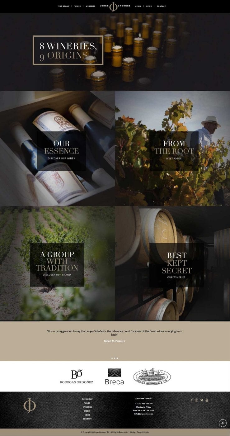 diseño de pagina web para bodegas de vino