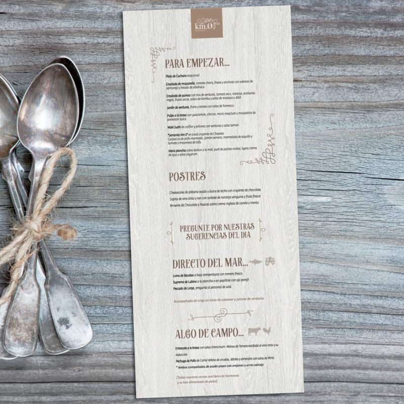Diseño de carta menu para restaurante vegano