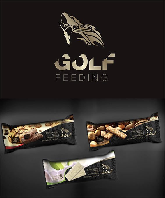 Diseño de logotipo en Málaga para barritas energéticas con colágenos especialmente nutritivas para jugadores de golf