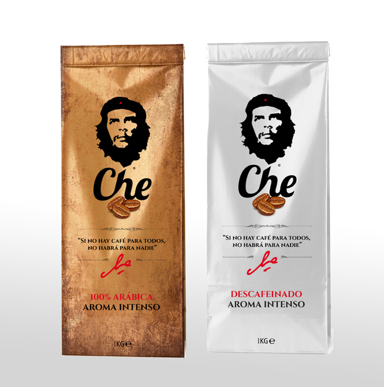 Diseño de packaging para cafes de la marca CHE GUEVARA